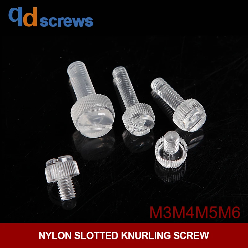 

PC M3M4M5M6 transparent knurling hand Rolling screw Nylon slotted knurling screw