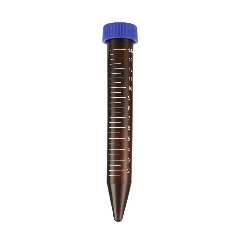 15ml Plastic Centrifuge Test Tube Brown Screw Cap Cone Bottom with Scale Line Laboratory Analysis Sample Vial Test Tube 5 Pcs