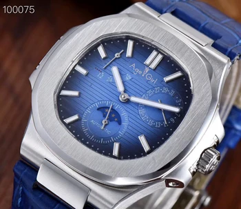 

Classic New Automatic Mechanical Men Watch Sapphire Silver Transparent Glass MoonPhase Watches White Blue Daydate Grey AAA+