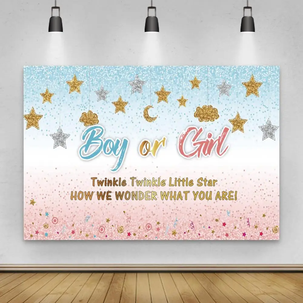 Baby Cartoon Golden Star Twinkles Twinkles Little Star How Wonder Cosa Sei Ragazzo O Ragazza Baby Shower Sfondo Fotografico