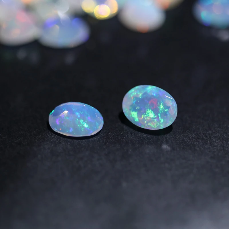 Natural Ethiopian colorful cut opal oval 7*9mm about 1.35ct top quality natural precious loose gemstones DIY jewelry