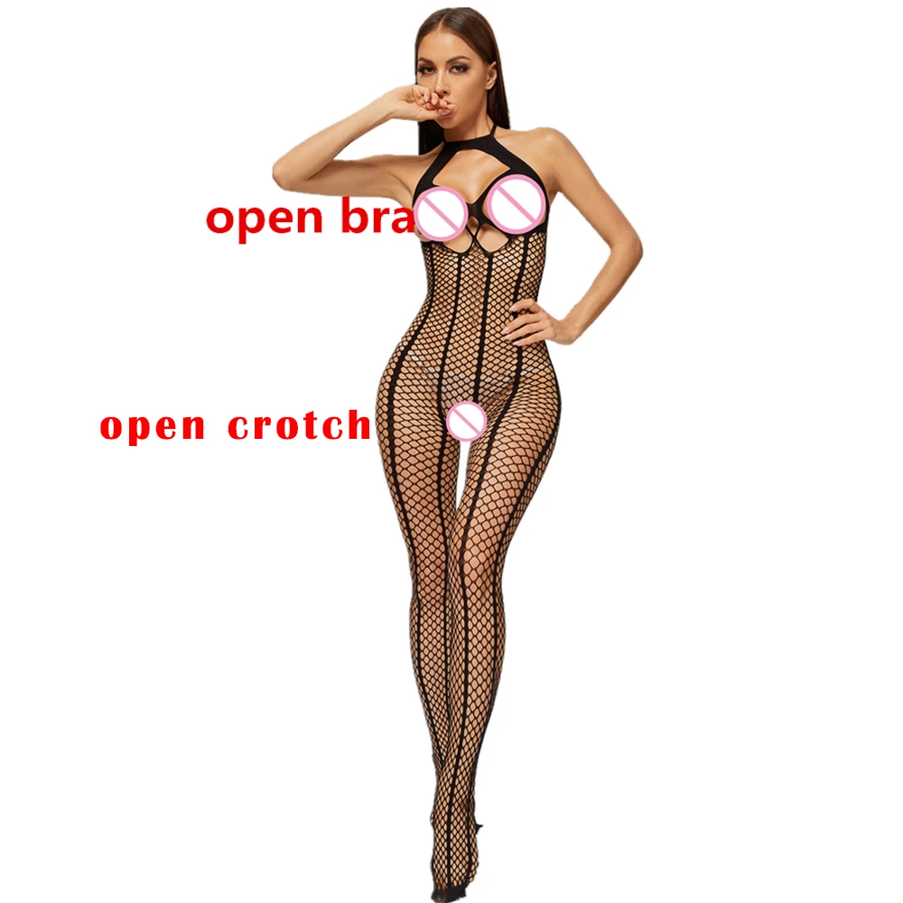 Для женщин Open Crotch выдалбливают Сетчатое Боди Колготки без рукавов Одна деталь