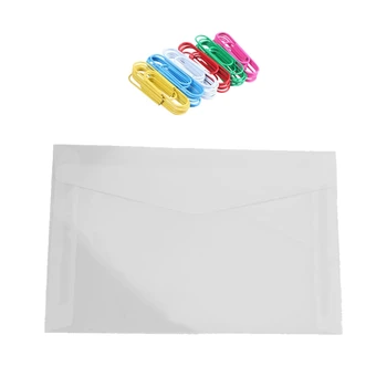 

90 Pcs Accessories: 50 Pcs Translucent Blank White Parchment Paper Envelope & 40 Pcs 4 Inches Paper Clips - 100Mm Paper Needle M
