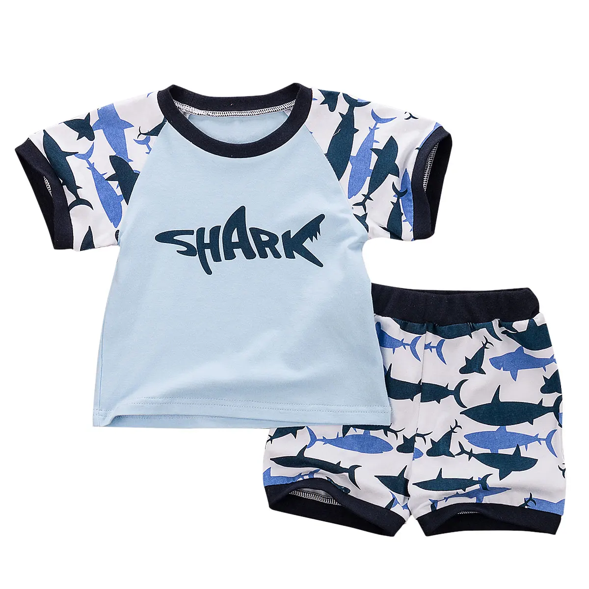 Kid Toddler Baby Boys Shark Summer Vest T Shirt Top Shorts Pants Outfits Clothes