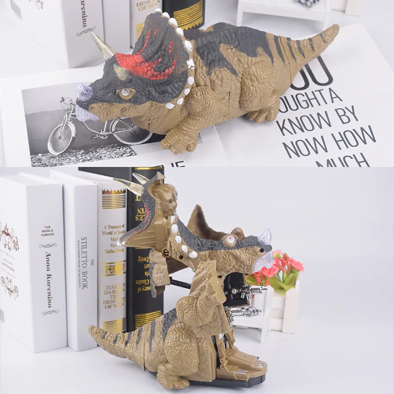 

New Style Transformation Dinosaur Children Toy Robot Electric Shining Music Universal Car Small Gifts Stall Hot Selling