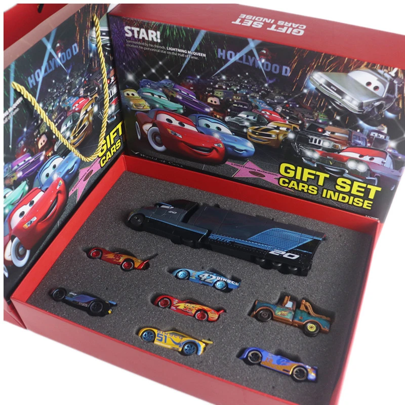 Disney Pixar 3 Metal 1:55  Car Model Toy Gift Box Set Lightning McQueen and Jackson Storm, Raymond's Birthday Gift for Children