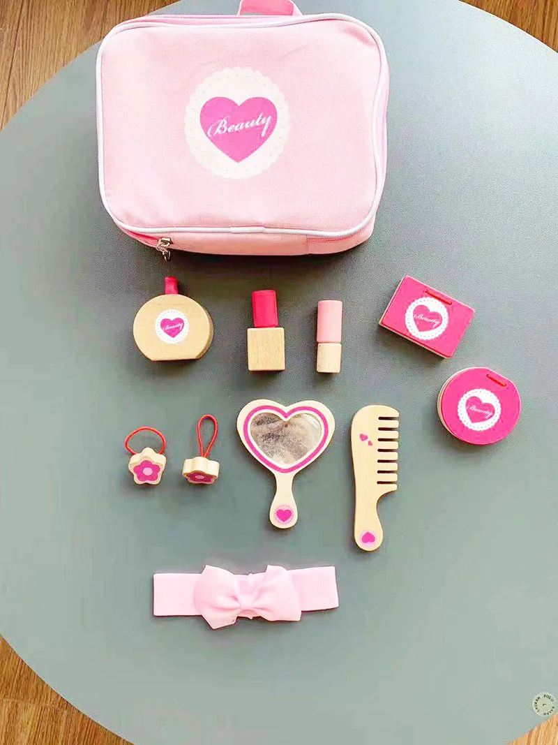 Детский деревянный макияж набор ролевых игр Нетоксичная красота и модная игрушка расческа лак для ногтей помада подарок на день рождения для девочек