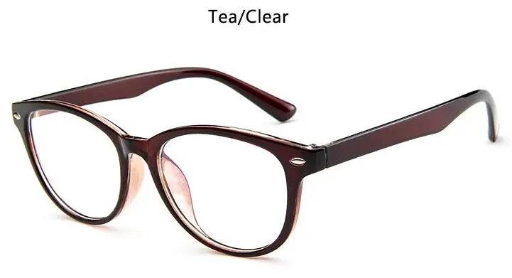 Tea Clear Милые модные женские прозрачные очки кошачий глаз оправа для очков студентам колледжа близорукость очки оправа заклепки оптические очки - Цвет оправы: Tea Clear