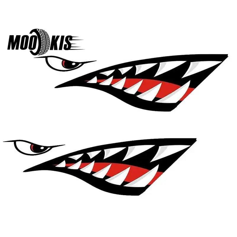 

Mounchain 2PCS Waterproof DIY Funny Rowing Kayak Rowing Boat Shark Teeth Accessories Mouth Sticker Vinyl Decal Sticker For Label
