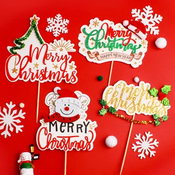 

Merry Christmas Cake Picks Santa Snowman Cupcake Insert for Xmas Holiday Party HYD88