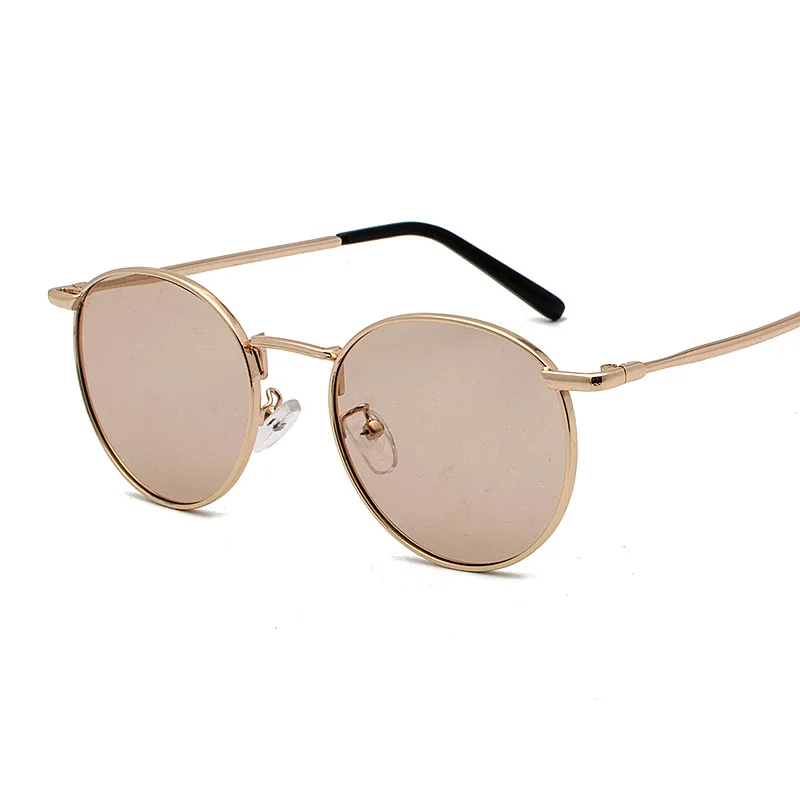 Модные мужские и женские роскошные винтажные зеркальные солнцезащитные очки новые ретро классические металлические розовые линзы круглые поляризованные солнцезащитные очки uv400