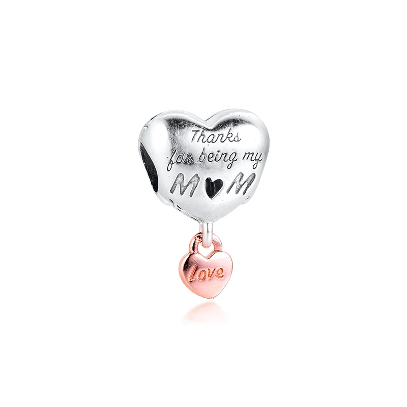 

Genuine 925 Sterling Silver Thanks For Being My Mum Heart Charm Fits Europe Bracelet Beads for Jewelry Making Party Gift kralen