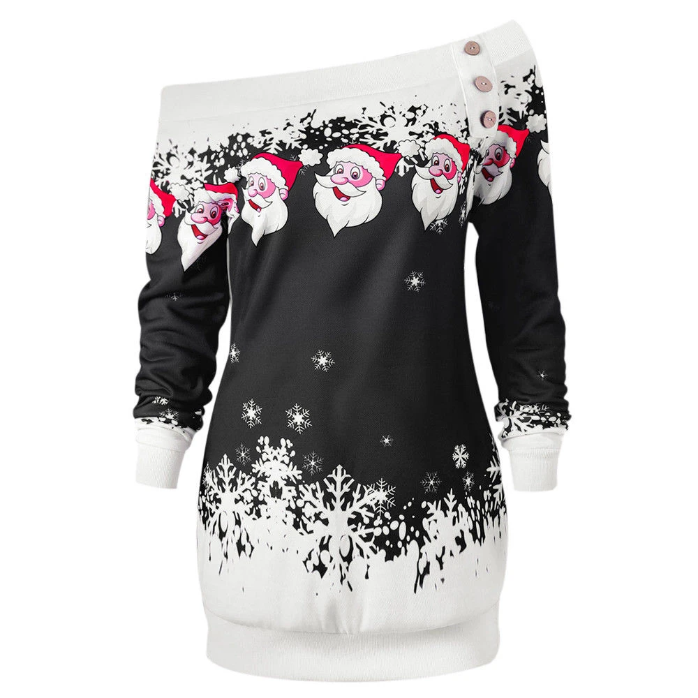 Мини платье на одно плечо футболка Merry Christmas Женская L-2XL из мягкой ткани
