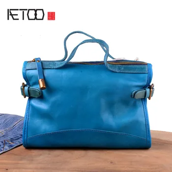 

AETOO Handbags handbags Original design leather retro vegetable tanned leather handbags first layer leather portable Messenger