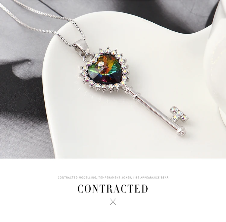 BAFFIN ключ в форме сердечек кулон ожерелье украшено кристаллами от Swarovski романтические драгоценности Для свадебное кольцо для женщин