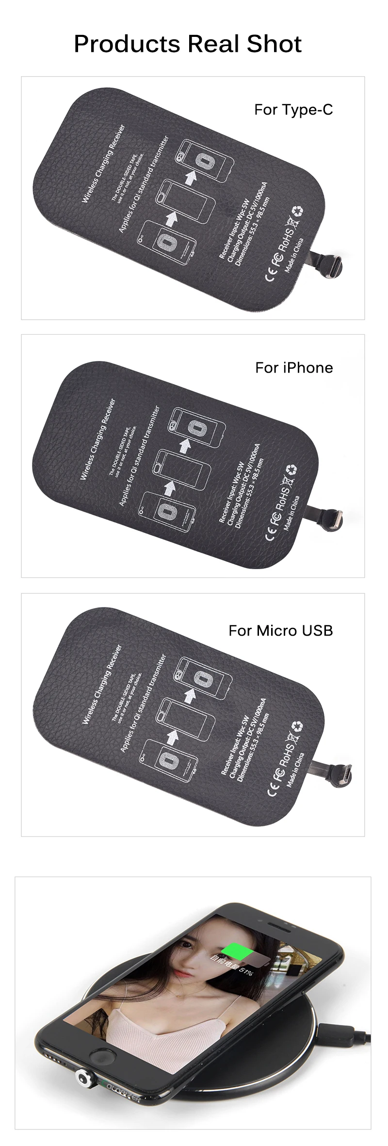 Qi магнитный беспроводной зарядный приемник USB кабель для iPhone 6 7 Plus 5s samsung двухрежимный беспроводной и проводной модуль быстрой зарядки
