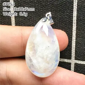 

100% Natural Blue Light Moonstone Pendant Necklace Jewelry For Woman Man Crystal 31x18x7mm Beads Gemstone Silver Chains AAAAA