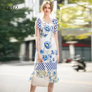 

Runway Women Elegant Maxi Dress 2020 Summer Fashion Sexy Women Long Strap Print Dress Tide Bow Party Clothes