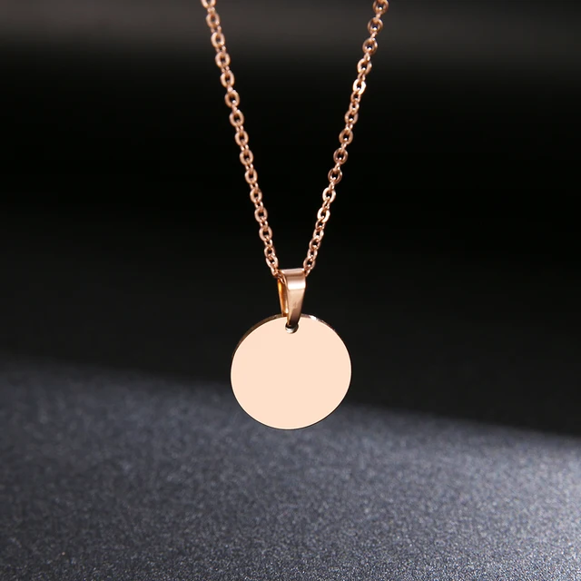 DOTIFI-Collier Rond en Acier Inoxydable pour Femme, Pendentif Élégant, Clavicule Rose, Bijoux de Mariage, Vente en Gros 1