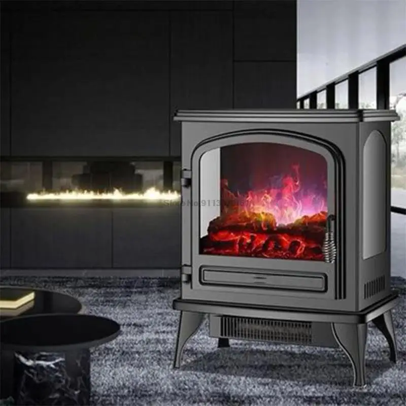 SF-1817 Independent Vertical Electric Fireplace Household Visible Flame Warm  Air Blower 2 Gear Single Door Heating Firebox 220V