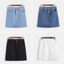 Для женщин Высокая Талия знаменитости Bodycon джинсы джинсовая короткая юбка стройные ягодицы короткая юбка