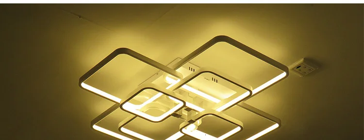 Okudo прямоугольник современных LED потолочные светильники для гостиной белый алюминий спальня потолочного светильника пульт дистанционного управления затемнением