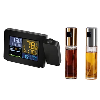 

1 Set Baking Oil Chef Oil Spray Empty Bottle Oil Sprayer & 1 Set Projection Alarm Clock with Weather Forecast Uk Plug