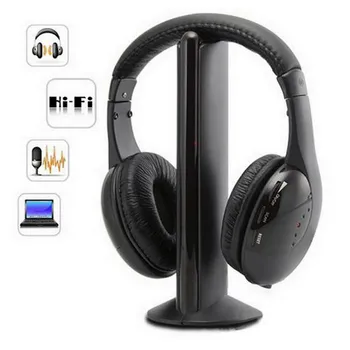 

5 in 1 Hi-Fi Wireless Headphones Earphone Headset for PC Laptop TV FM Radio MP3 FM Transmitter Adaptor Cable