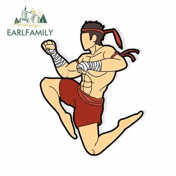 

EARLFAMILY 13cm x 10.1cm for Muay Thai Fighting Thai Boxing Jumping To Attack Motorcycle Car Stickers 3D Occlusion Scratch Decal