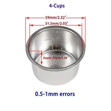 Фильтр для кофемашины, 51 мм, 4 чашки, без давления Фильтр для кофемашины, 51 мм, 4 чашки, без давления