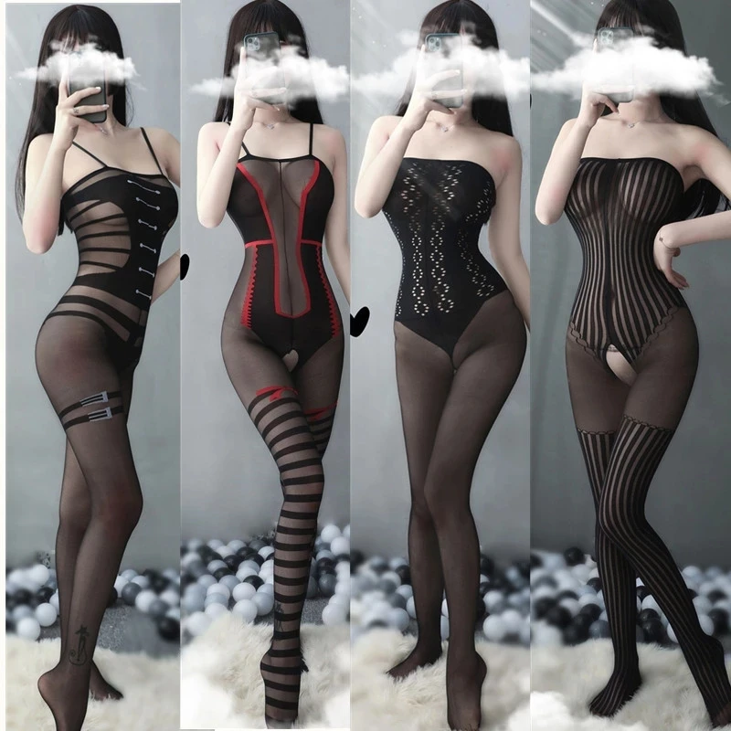 

Sexy Tights Lingerie Hose Women's Stockings Black Open Crotch Intimate Underwear Teddy Porno Costume Bodystockings Bodysuit