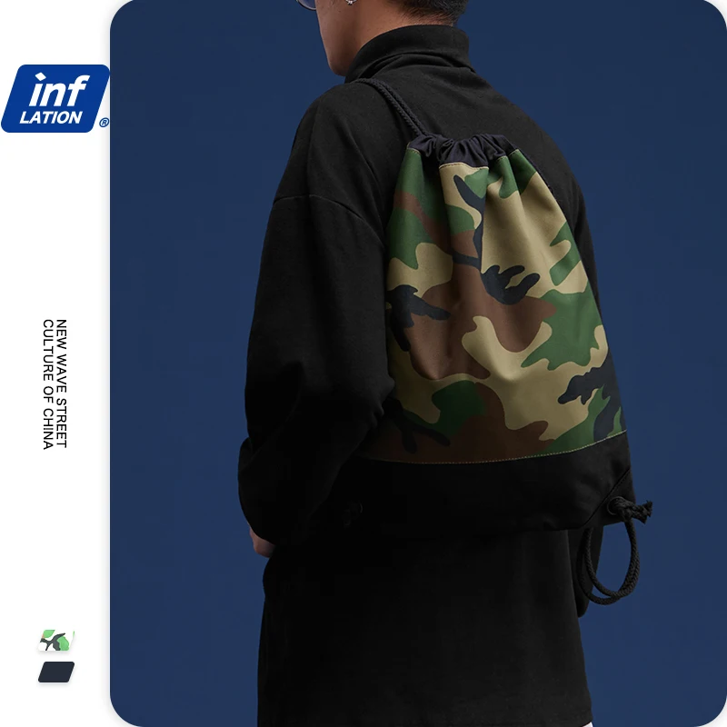 Mochila de camuflaje para mujer, bolsa de viaje con cordón, 136AI2017, nueva moda, inflado, 2020