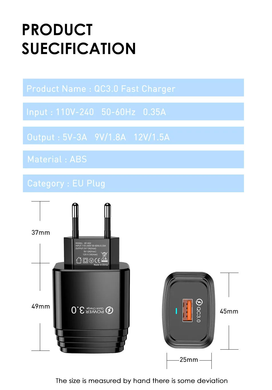 Lovebay quick charge 3.0A USB зарядное устройство для мобильного телефона 18 Вт Быстрая зарядка ЕС вилка Мобильный телефон настенное зарядное устройство адаптер для iphone