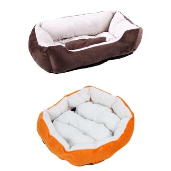 

1pcs Waterproof Warm Soft Fleece Puppy Pet Bed - Orange & 1pcs Large Dog Bed Cat Soft Warm Cushion for Pet XXS