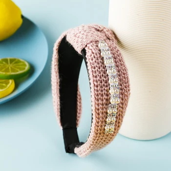 

Korean Fashion Elegant Women's Headband Bow Hair Hoop Wide Knitted Fabric Bowknot Head Wrap Hair Band Hair Decor Accessories