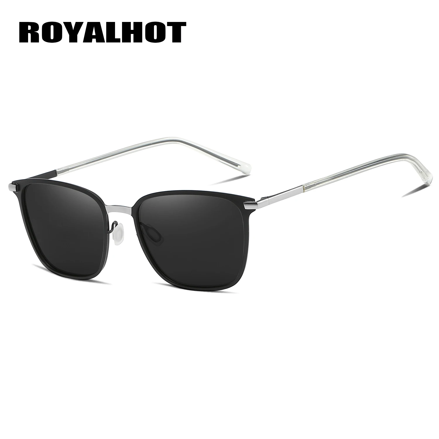 RoyalHot, мужские, женские, модные, сплав, квадратная оправа, солнцезащитные очки, для вождения, солнцезащитные очки, оттенки, Oculos masculino, мужские, 900120 - Цвет линз: Black Silver