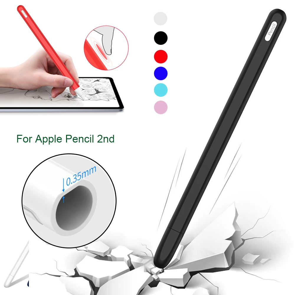 Новый цветной Мягкий силиконовый чехол совместимый с Apple Pencil 2-го поколения