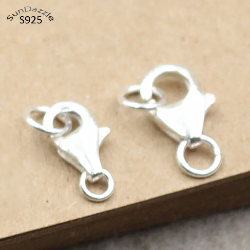 2pcs Genuine Real Solid 925 Sterling Silver Spring Lobster Clasps Hooks Claw With 2 Close Rings Jewelry Making Findings Buckle | Украшения