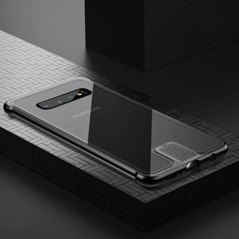 Металлическое стекло для Samsung Galaxy s10 Plus чехол с замком металлическая рамка
