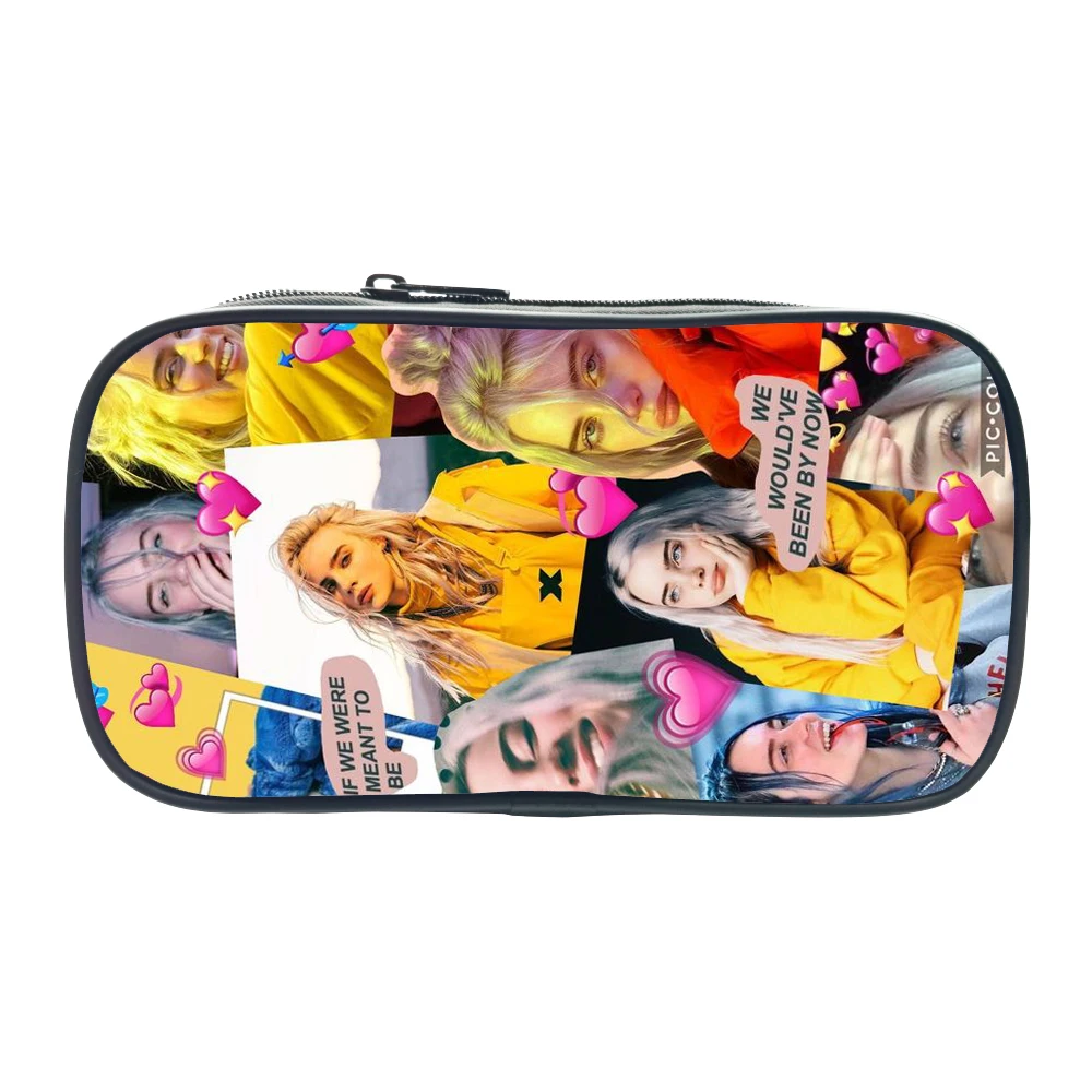 Billie Eilish Pencil Case for Kids Kawaii Tote Small Cosmetic Bag Boys Girls Stationery Storage Bag