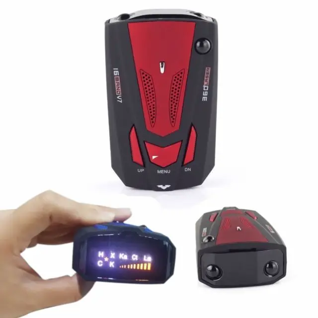 

Red 360 Degree Car 16 Band V7 GPS Speed Police Safe Radar Detector Voice Alert Laser