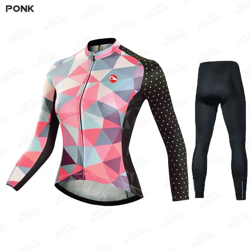 Women Winter Thermal Fleece Cycling Long Jersey Sets Breathable Ropa Ciclismo Long Sleeve MTB Bike Clothes Outdoor Sports Jacket