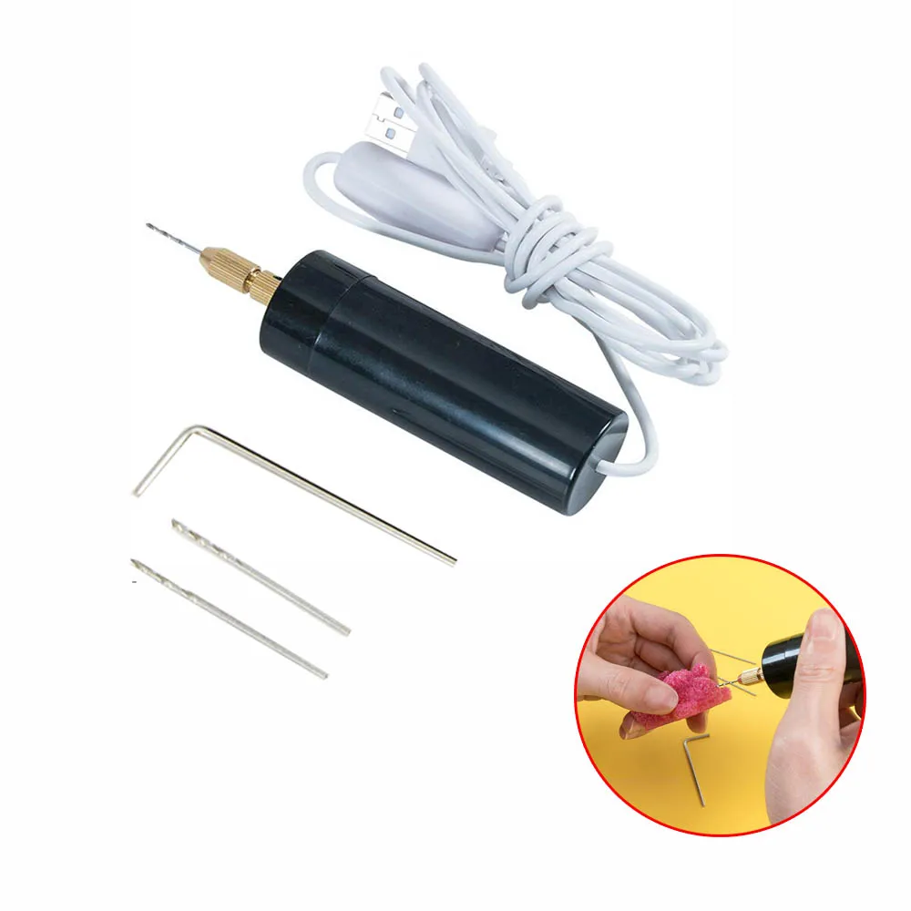 USB мини ручная дрель Дырокол DIY ручной работы маленький Электрический Перфоратор Инструмент Кристалл Клей для изготовления украшений Перфоратор Инструмент