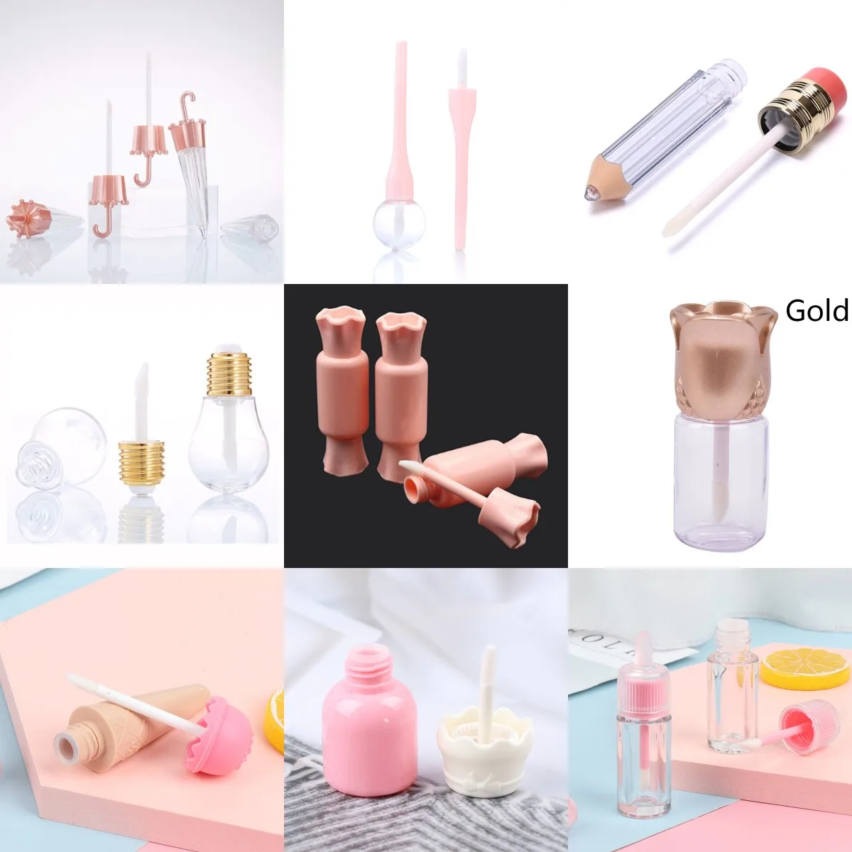 1Pcs Empty Lip Gloss Tube DIY Plastic Elegant Liquid Lipstick Container With Brush Cosmetic Container Refillable Bottles storage box 3 grid cosmetic brush bucket organizer plastic pen holder container without rotating white