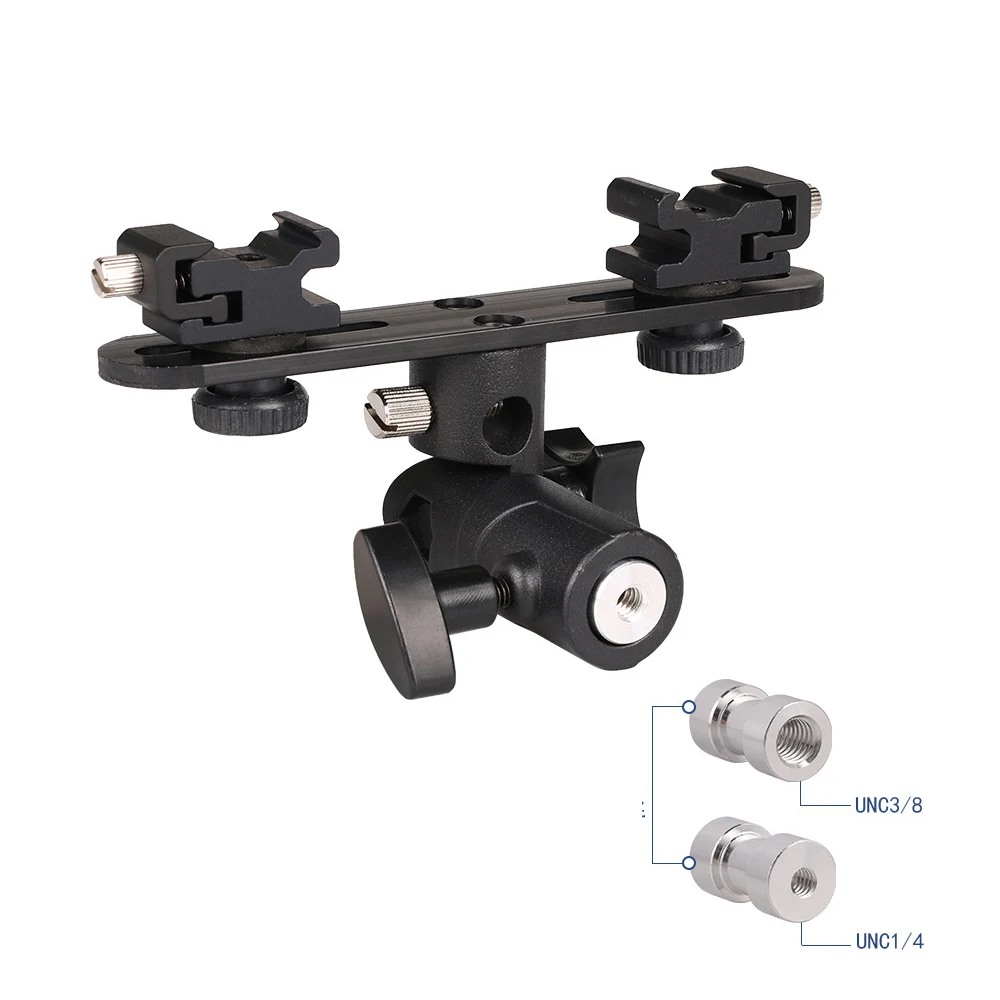 2 Hot Shoe Mounts Camera Flash Bracket Umbrella Holder Stand For Canon Nikon Sony Speedlite Monitor Microphone Monitor Camcorder