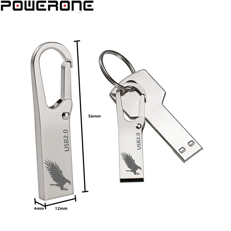 POWERONE Metalen USB флеш-накопитель 64 ГБ, флеш-накопитель 16 ГБ, 4 Гб, флеш-накопитель 32 ГБ, флеш-карта памяти 128 ГБ, водостойкий флеш-накопитель, usb диск