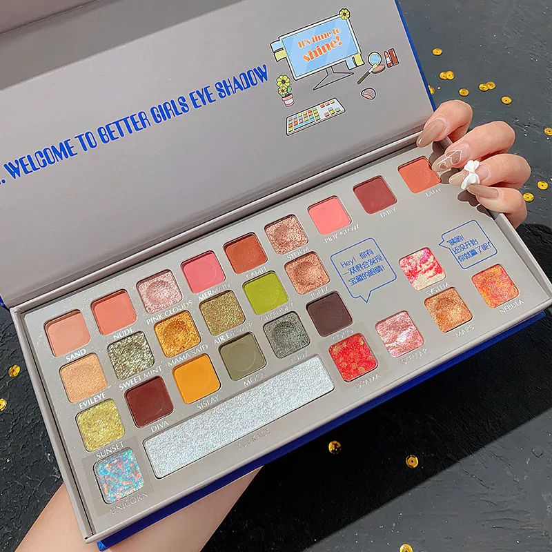 

28 Color Eye Shadow Glitter Pearl Matte Eye Shadow Palette Waterproof Long-lasting Makeup Eyeshadow palette Cosmetics TSLM1