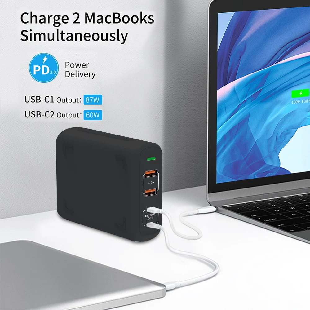 URVNS 150W PD QC 4.0 3.0 GaN USB C Charger with Dual Type-C 100W PPS Fast  Charging Power Adapter for MacBook Pro, Lenovo, iPhone