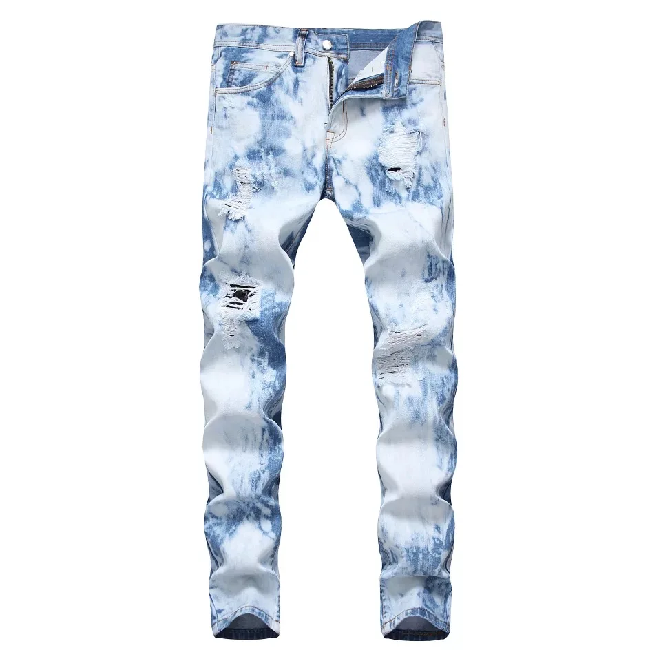 

New Young Men's 100% Cotton Blue Jeans Men Autumn Casual Denim Pants Soft Men Jean Overalls