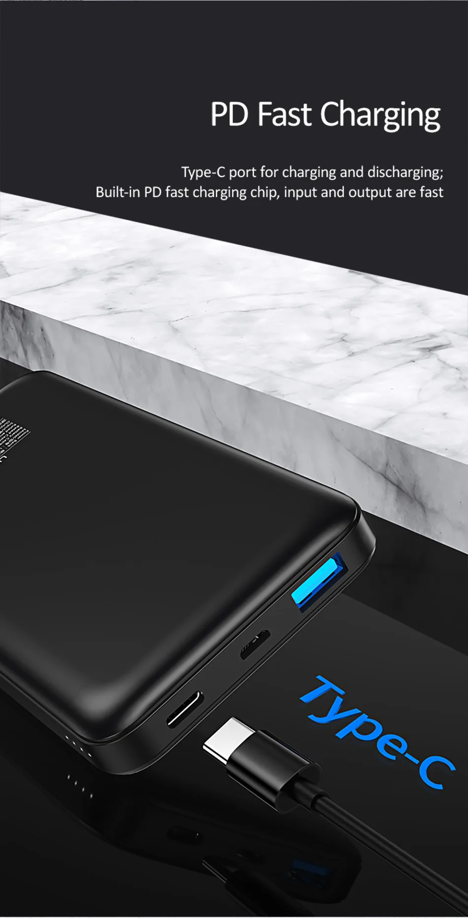 Quick charge power Bank, USAMS 10000 мАч PD Быстрая зарядка power Bank QC 3,0 power Bank type C USB зарядное устройство для iPhone Xiaomi 9 samsung